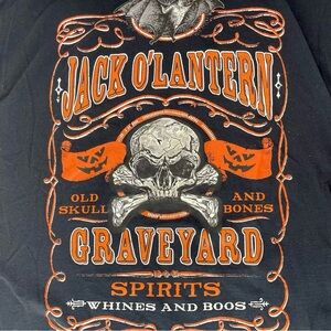 Mens Black Graveyard Spirits Wine And Boos Halloween T-Shirt 2XL Retro Spooky